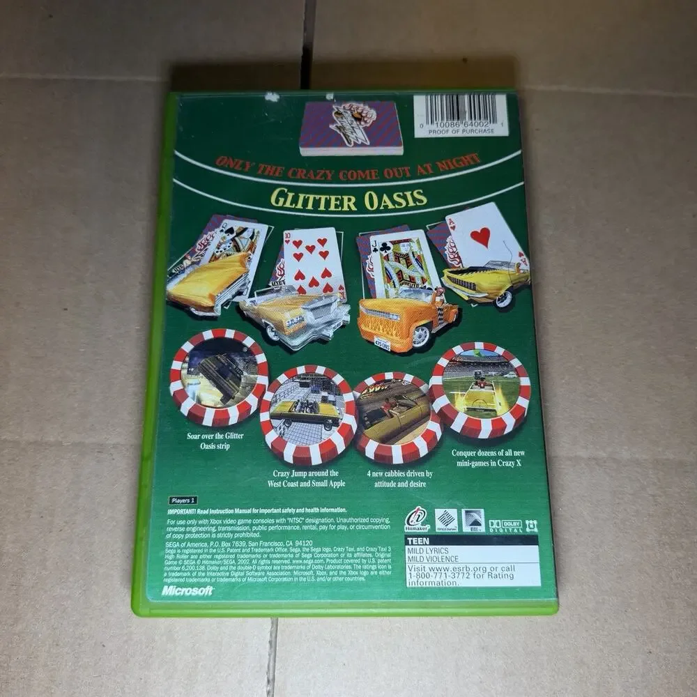 Crazy Taxi 3: High Roller (Microsoft Xbox, 2002) CIB Complete With Inserts